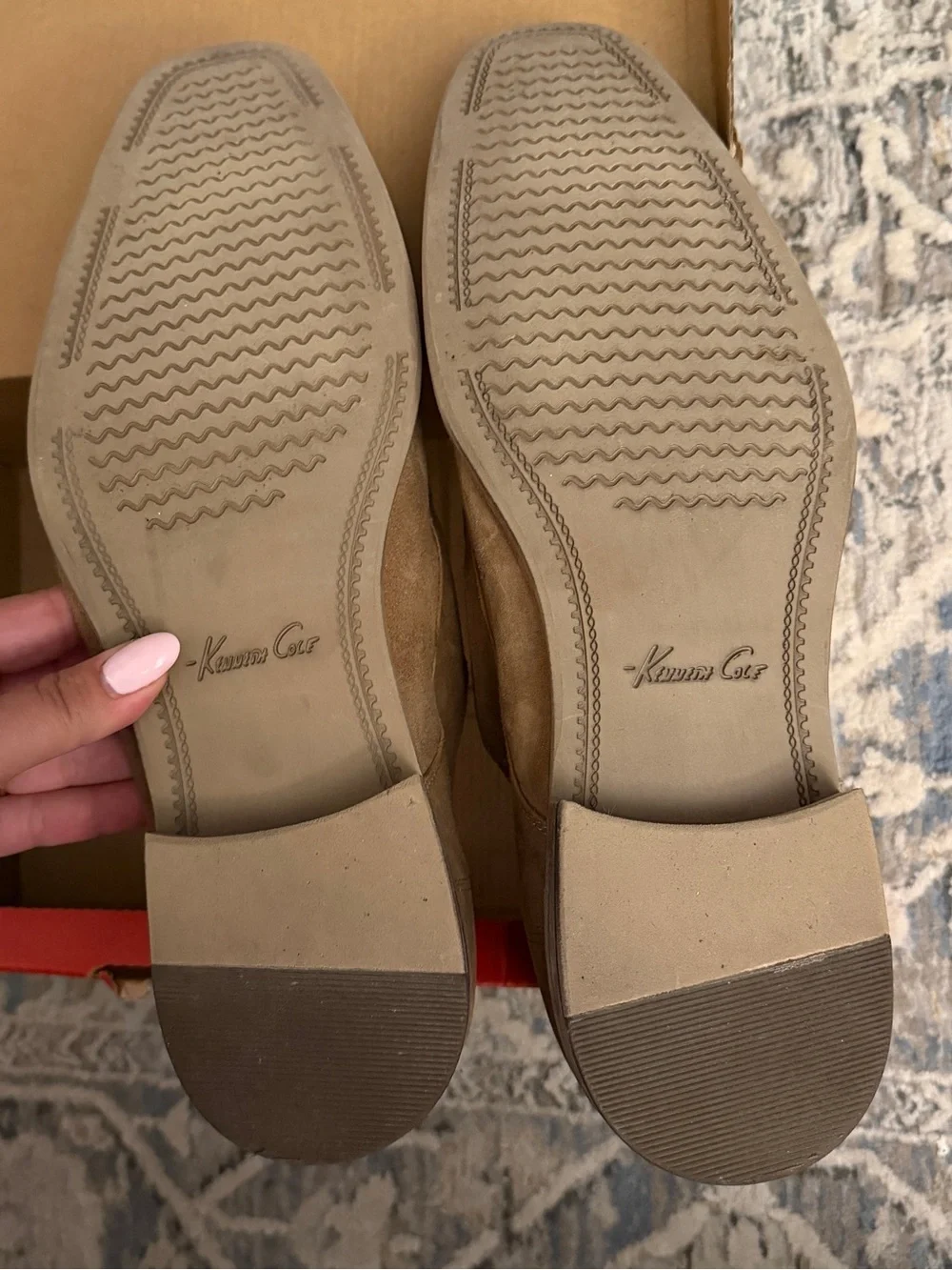 Kenneth Cole New York Tan Suede Perforated Monk Strap Shoes- Brand new